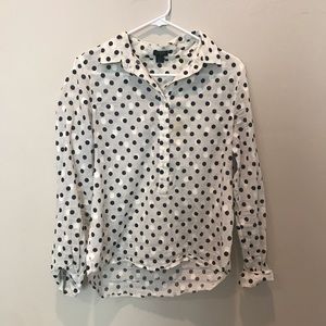 Jcrew navy polka dot button down
